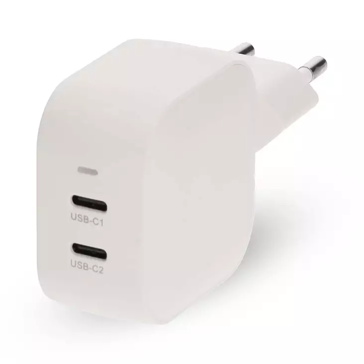 Nedis USB-C GaN-seinälaturi 45 W, 2 x USB-C, PD3.0 - Laturit - 5412810470211 - 1