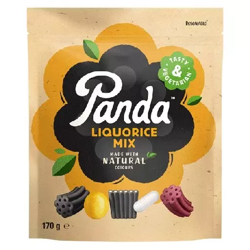 PANDA NATURAL LIQOURICE MIX 170G - Makeispussit, -patukat ja tikkarit - 6412500076821 - 1