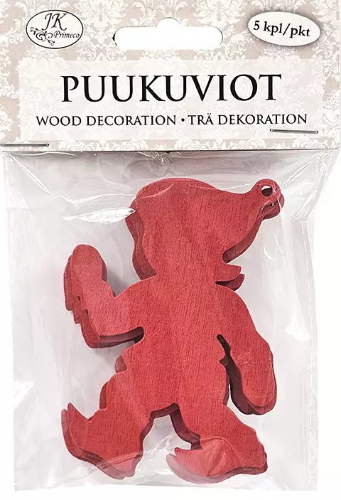 Puukuviot Tonttu punainen 5kpl - Joulukorttiaskartelu - 6417715114931 - 1