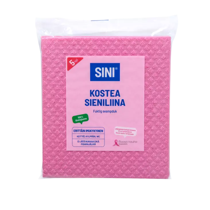 SINI SIENILIINA KOSTEA 5KPL / PKT - Siivousliinat ja -sienet - 6423800034541 - 1