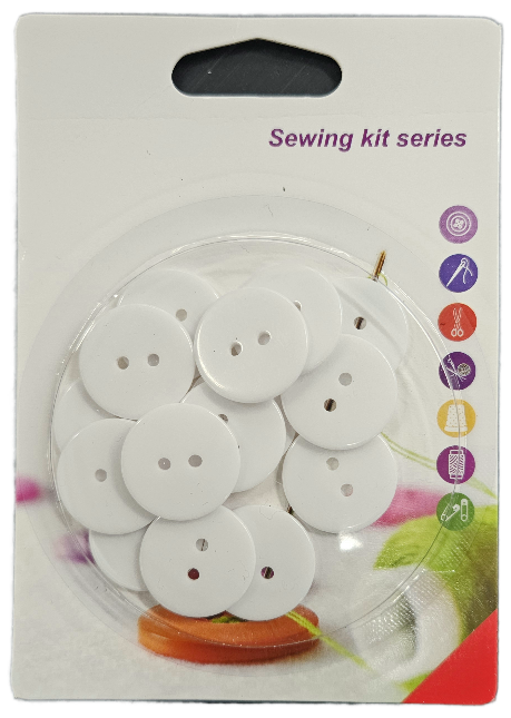 VALKOISET NAPIT 2 cm 15 kpl/pkt - Käsityötarvikkeet - 6438159386821 - 1