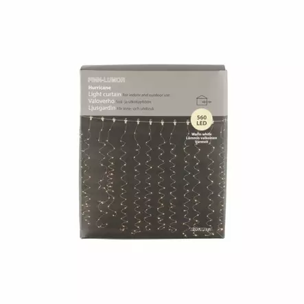 Finnlumor Valoverho Hurrikaani 560 microLED lämmin valkoinen 20 x 2,8 m - Ikkuna- ja räystäsvalosarjat - 6410416313092 - 2