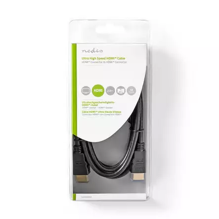 Ultra High Speed ??HDMI ™ -kaapeli | HDMI™ liitin | HDMI™ liitin | 8K@60Hz | 48 Gbps | 2.00 m | 6.5 mm | Musta - Tietokonekaapelit - 5412810304202 - 1