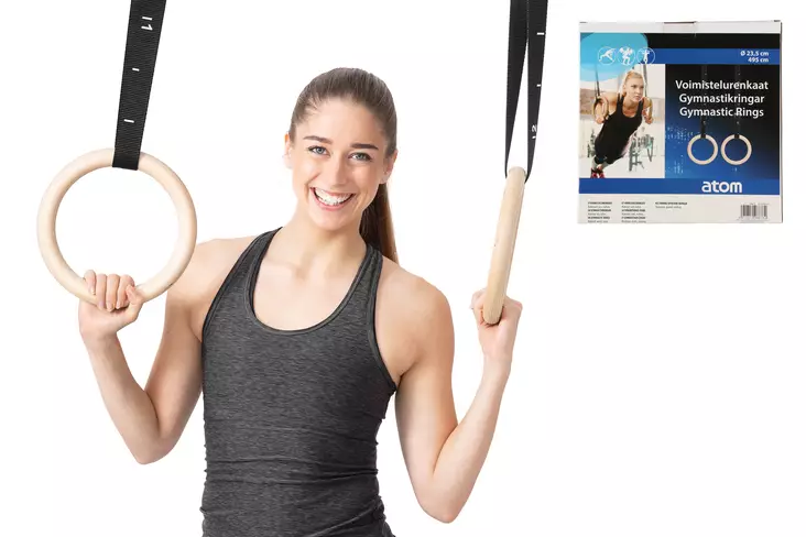 Atom Voimistelurenkaat puiset - Kuntoiluvälineet - 6410412988782 - 1