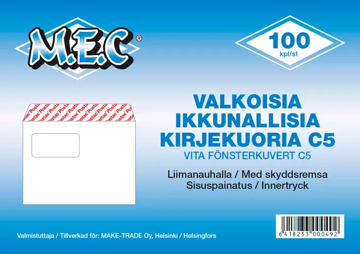 KIRJEKUORET IKKUNALLA 100 KPL - Kirjekuoret - 6418233000492 - 1