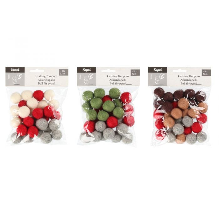 Kapel Askartelupallo huovutettu 2 cm 30 kpl lajitelma - Tee-se-itse DIY - 6410413056992 - 1