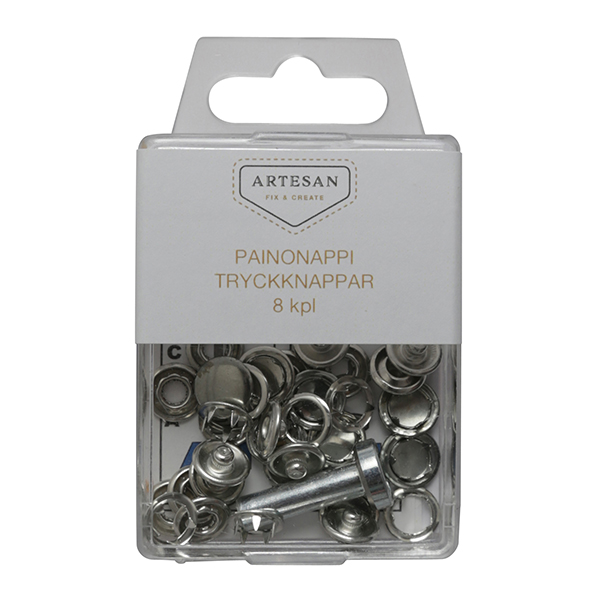 PAINONAPPI METALLI 8KPL - Napit ja nepparit - 6420615041832 - 1
