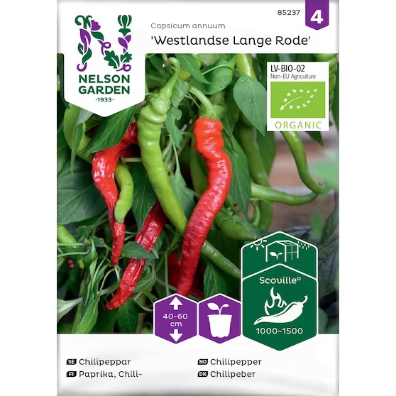 Paprika, Chili-, Westlandse Lange R. Org - Vihannesten ja hedelmien siemenet - 7312600852372 - 1