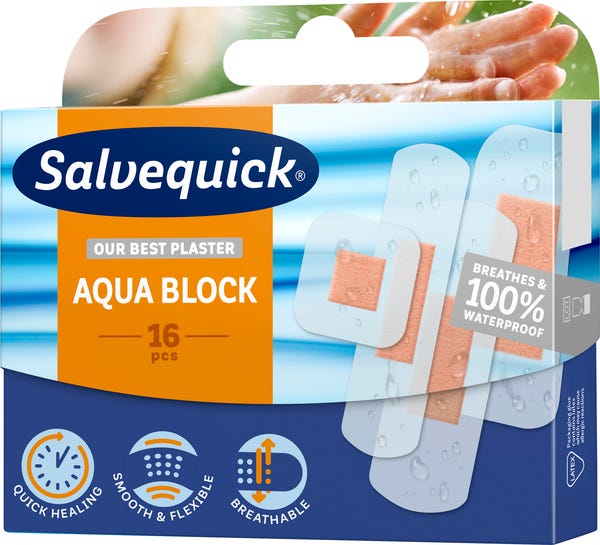 Salvequick 16kpl Aqua Block laastari - Ensiaputuotteet - 7310610014032 - 1