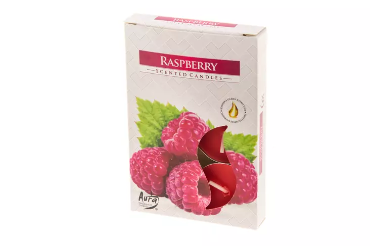 Aura Tuoksulämpökynttilä Rasberry 6kpl - Pöytäkynttilät ja tuoksukynttilät - 5906927015422 - 1