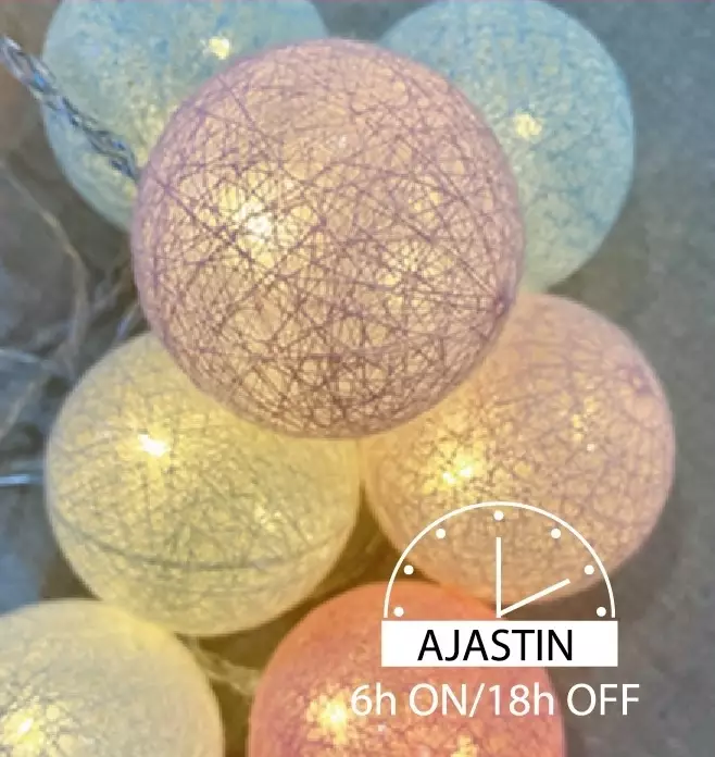 PUUVILLAPALLOSARJA 10 LED PASTELLI - Sisävalosarjat ja valonauhat - 6438159388382 - 1