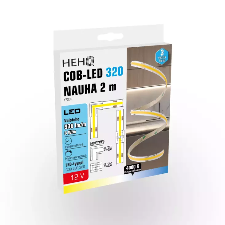COB-LED 320 nauha 2 m 12V 4000K - Sisävalosarjat ja valonauhat - 6438152072622 - 1