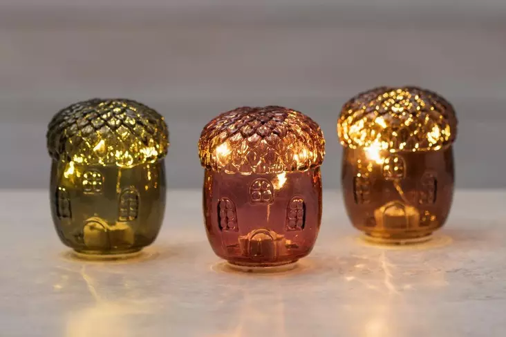 Finnlumor Lasi tammenterho LED-valoilla ruskea - Koristevalot - 6410416573922 - 1