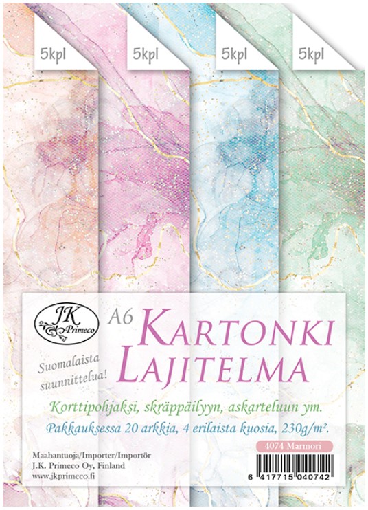 Kartonkilajitelma A6 Marmori 20kpl - Tee-se-itse DIY - 6417715040742 - 1