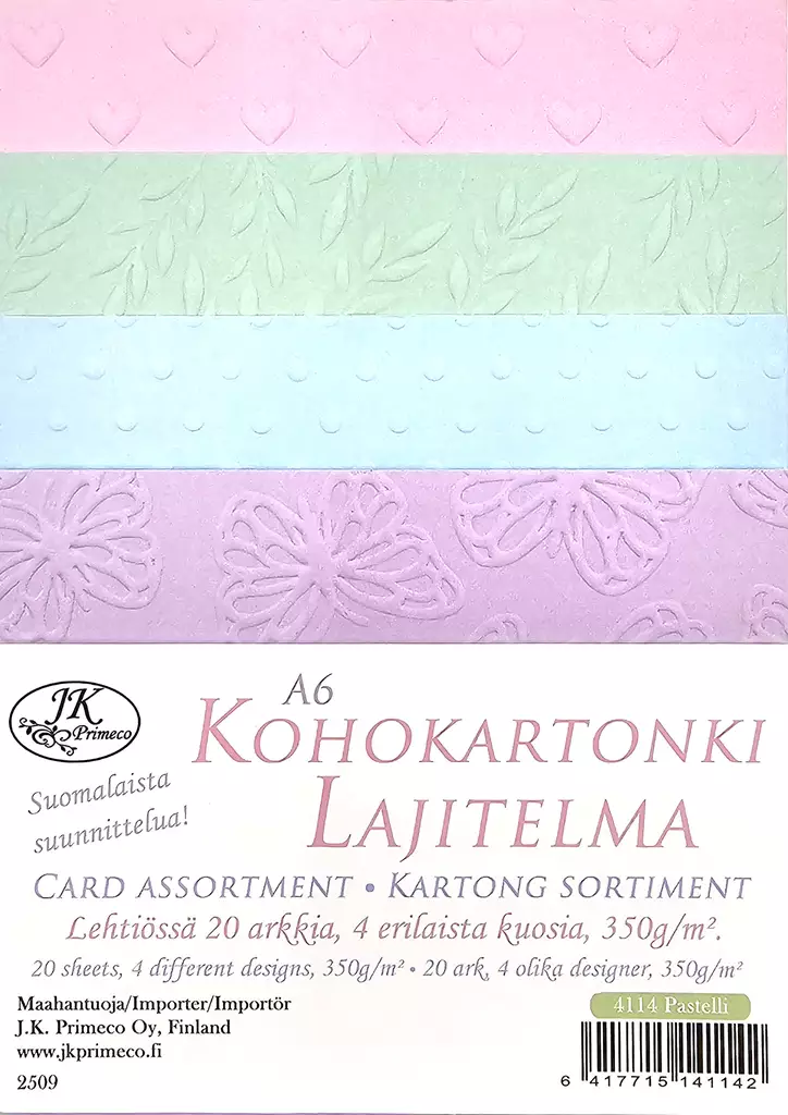 Kohokartonkilajitelma A6 Pastelli 20ark - Tee-se-itse DIY - 6417715141142 - 1