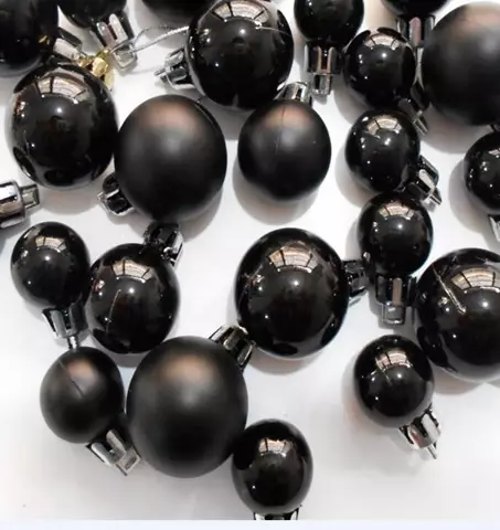 KUUSENPALLOT MUSTA 6CM 15 KPL/PKT - Joulukuusen koristeet - 6438159996112 - 1