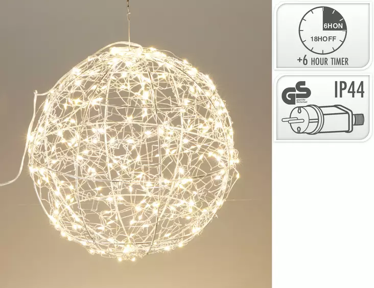 Led-Valopallo hopea 35 cm - Valokoristeet - 8721037552042 - 1