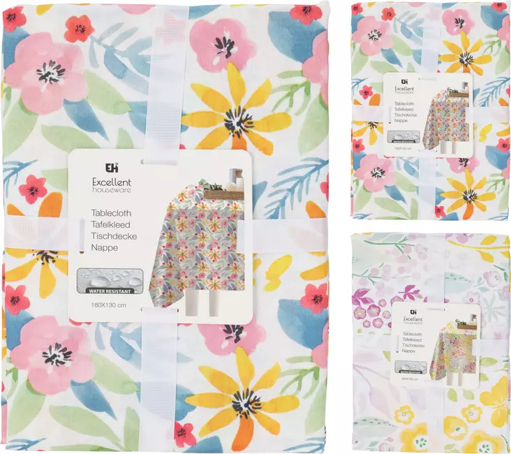 Pöytäliina 180 x 130 cm kukikas - Keittiötekstiilit - 8721037386722 - 1