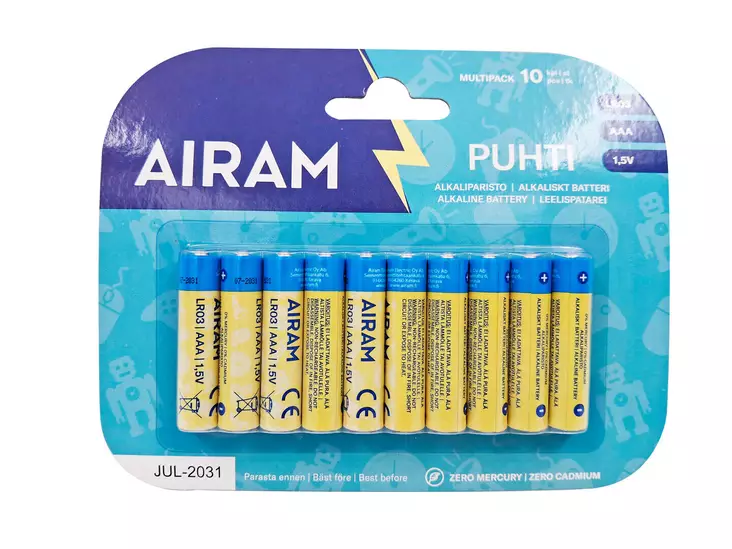 PUHTI-PARISTO AAA 10 KPL - Alkaliparistot - 6435200275622 - 2