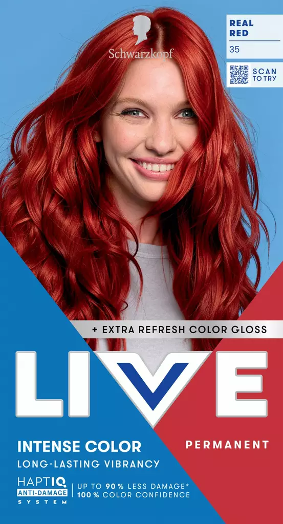 Schwarzkopf LIVE 35 Real Red – pysyvä intensiivinen punainen hiusväri - Hiusvärit - 7332531132442 - 1