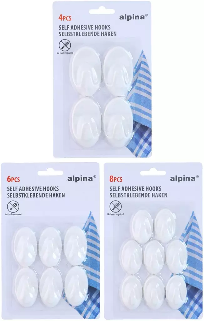 Seinäkoukut, 1 paketti, lajitelma - Ripustuskoukut - 8711252437972 - 1