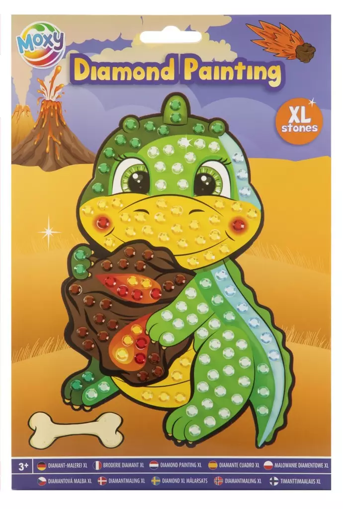 Timanttimaalaus 23 cm XL timantit dino - Taiteilijatarvikkeet - 8715427141732 - 1