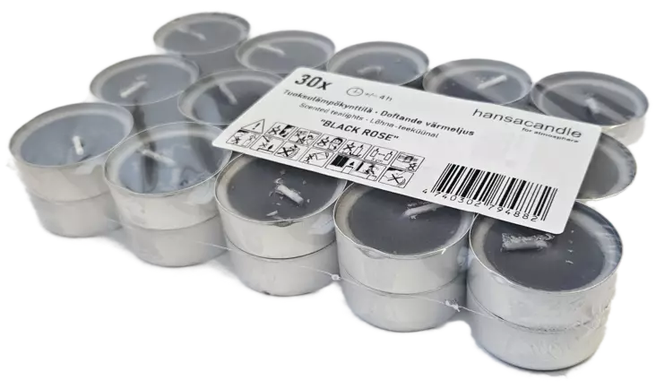 TUOKSULÄMPÖKYNTTILÄ 30 kpl black rose - Pöytäkynttilät ja tuoksukynttilät - 4740302794882 - 1