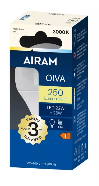 Airam Oiva LED pienkupu E14 250 lm 3000 K - Lamput ja polttimot - 6435200203373 - 2