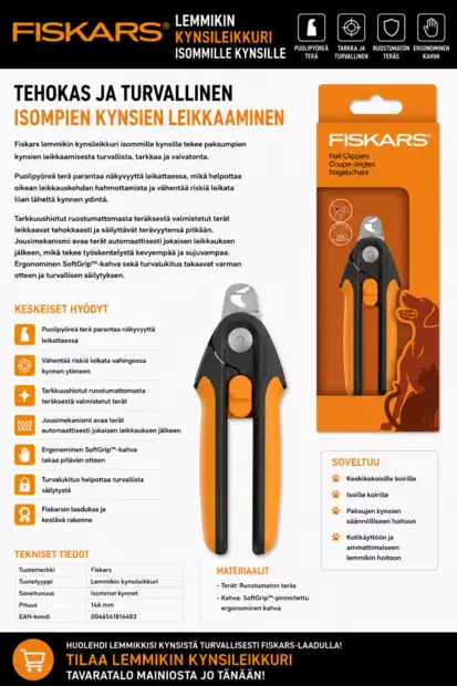 Fiskars Lemmikin kynsileikkuri isommille - Koiran trimmaus ja turkinhoito - 0046561816483 - 2