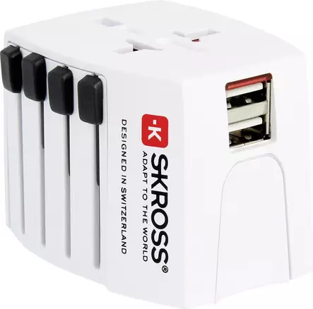 SKROSS MUV USB 2xA -matka-adapteri kahdella USB-portilla - Matkatarvikkeet - 7640166323693 - 1