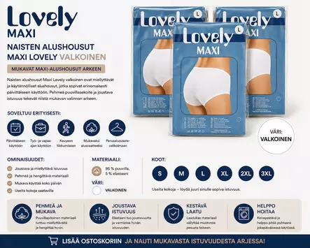 Naisten alushousut Maxi Lovely VALKOINEN Useita kokoja - Naisten alushousut - 0000000007173 - 1
