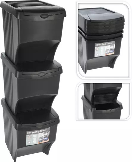 Pinottava jätesatia 3-osainen - Jäteastiat ja jätesäiliöt - 8720573428743 - 1