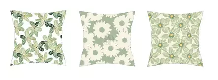 Tyyny vihreä kukkakuosi 45X45 cm - Koristetyynyt - 8721037876353 - 1