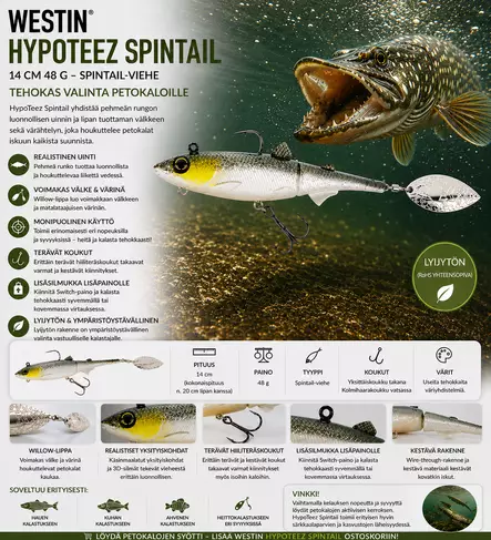 WESTIN HYPOTEEZ SPINTAIL 14CM 48G FIRE - Vieheet ja uistimet - 5707549534083 - 2