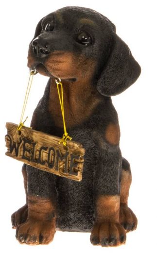 4Living Koira 24 cm "welcome" -kyltti mäyräkoira - Pihapatsaat ja -koristeet - 6410413294783 - 1