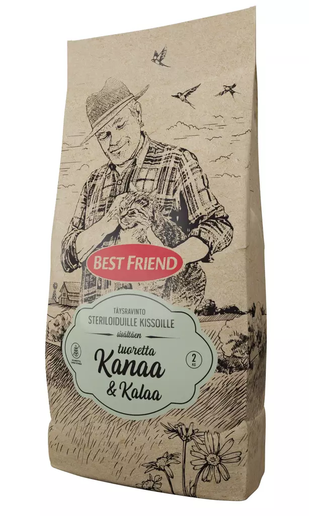 Best Friend kanaa&kalaa steriloiduille kissoille 2 kg kuiva täysravinto - Kissan terveys ja erikoisravinnot - 5700551211713 - 1