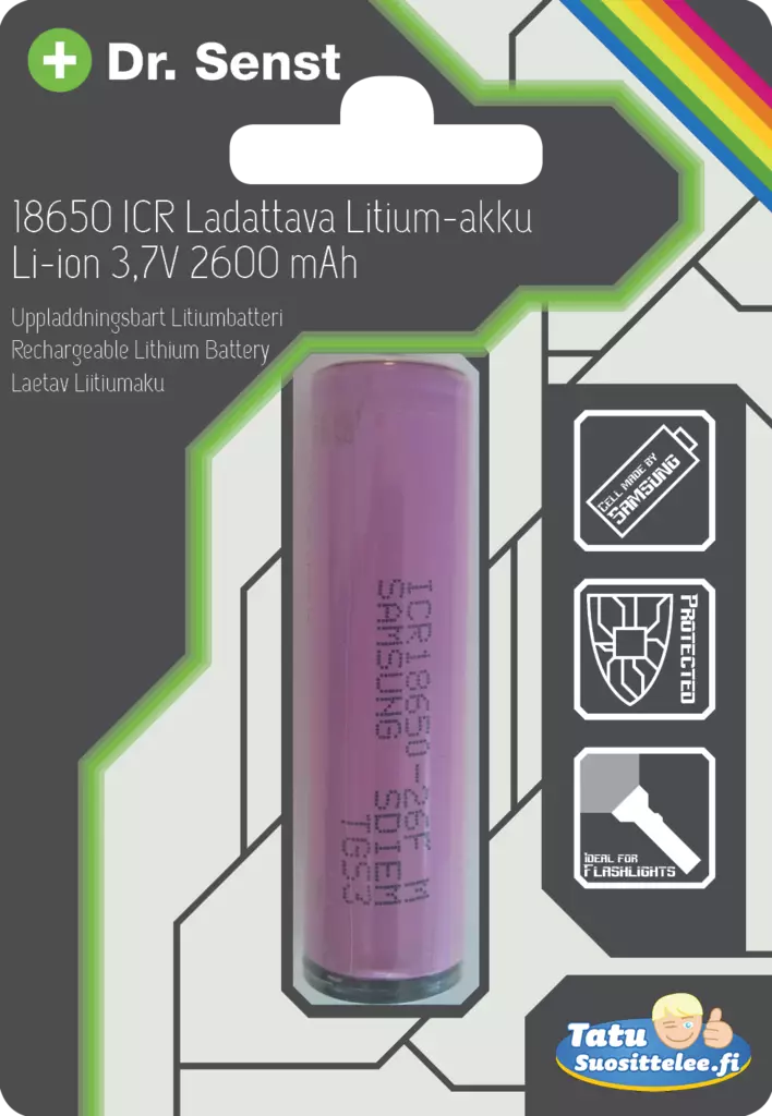 Dr. Senst 18650 2600mAh litium-akku - Ladattavat paristot - 4250175837963 - 1