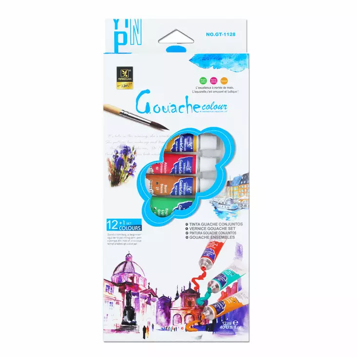 Guassivärit 12ml, 12 väriä tuubissa - Taiteilijatarvikkeet - 6934579810033 - 1