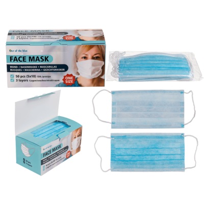 KASVOMASKI 50 kpl SININEN - Kertakäyttöiset suojat - 4029811453993 - 1