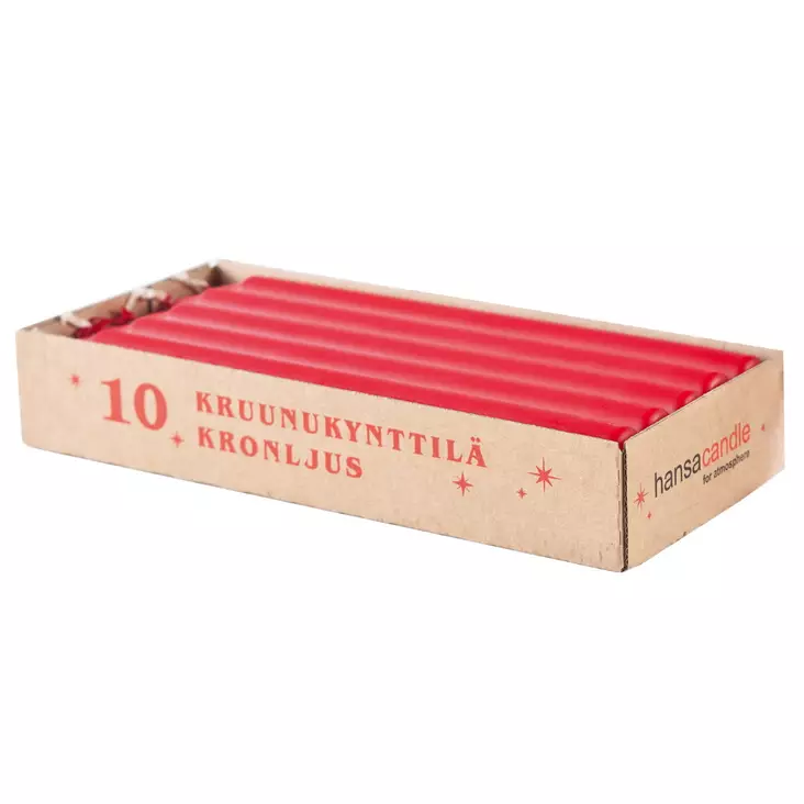 KRUUNUKYNTTILÄ punainen 10-PACK - Kruunukynttilät ja antiikkikynttilät - 4740302002833 - 1