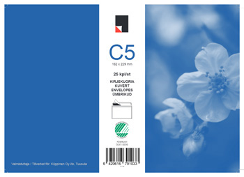 Kirjekuori C5/25 valkoinen - Kirjekuoret - 6420616791033 - 1