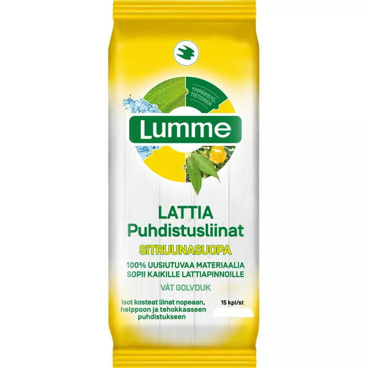 Lumme 15kpl Lattia kosteat puhdistusliinat - Yleispuhdistusaineet - 6412203102193 - 1