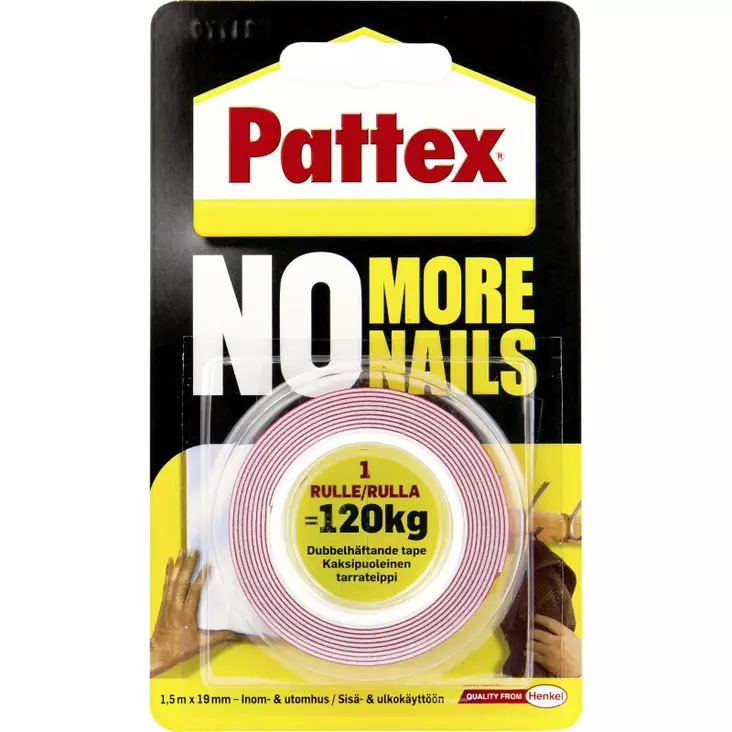 PATTEX No More Nails Asennusteippi, supervahva 1,5 m 120 kg - Ilmastointiteippi - 7332530167353 - 1