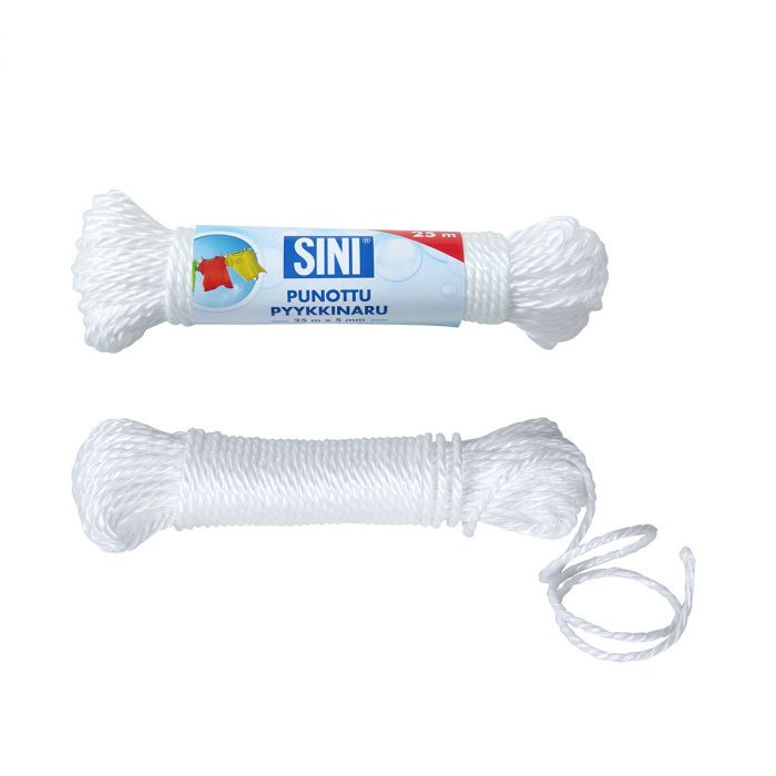 PYYKKINARU PUNOTTU 25 M 4MM - Pyykkinarut ja pyykkipojat - 6423800014123 - 1