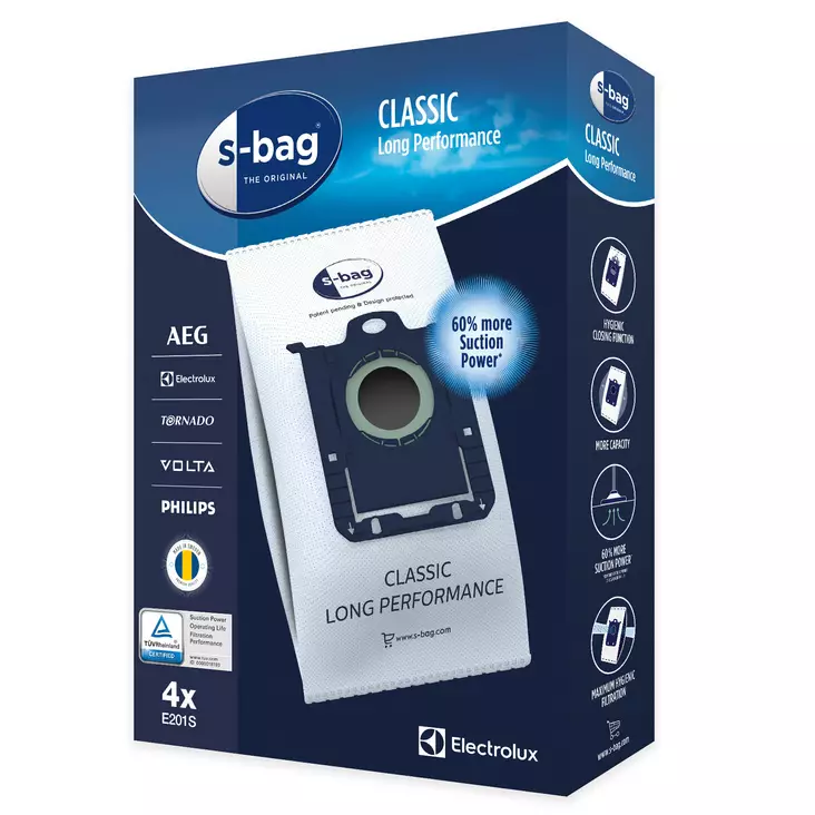Pölynimuripussi Electrolux S-Bag long performance kuitu 4 kpl kotelopakkaus - Pölynimurit ja tarvikkeet - 7319599031443 - 1