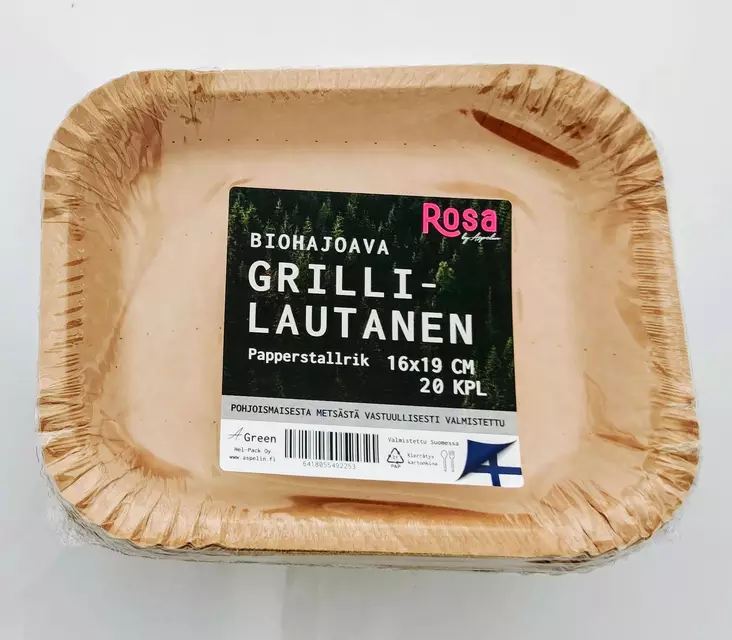 Rosa Eco Grillilautanen 16x19cm 20kpl, ruskea Biohajoava lakkapinta - Kertakäyttöastiat ja -välineet - 6418055492253 - 1