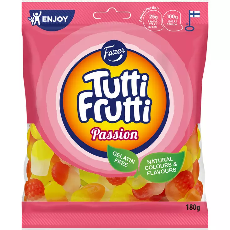 TUTTI FRUTTI PASSION 180G - Makeispussit, -patukat ja tikkarit - 6416453036383 - 1