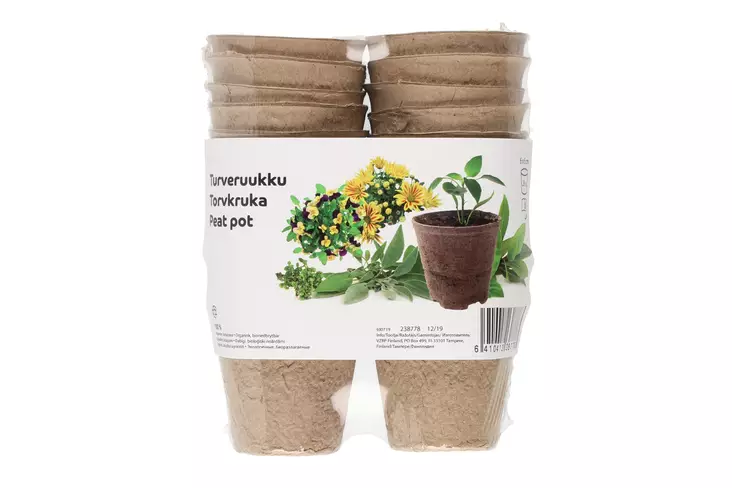 Turveruukku pyöreä 6x6 cm 26 kpl - Kukkaruukut ja -amppelit - 6410412387783 - 1