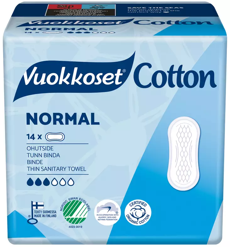 VUOKKOSET COTTON NORMAL 14 SENSITIVE - Tamponit ja terveyssiteet - 6414100895703 - 1