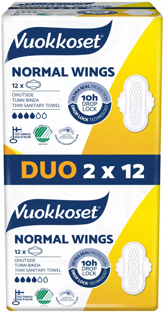 VUOKKOSET DUO NORMAL WINGS 2x12 TUPLA - Tamponit ja terveyssiteet - 6414100896403 - 1